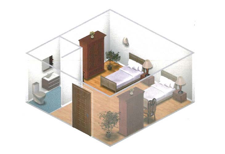 Typical memory care apartment floor plan at Summerfield of Roseville